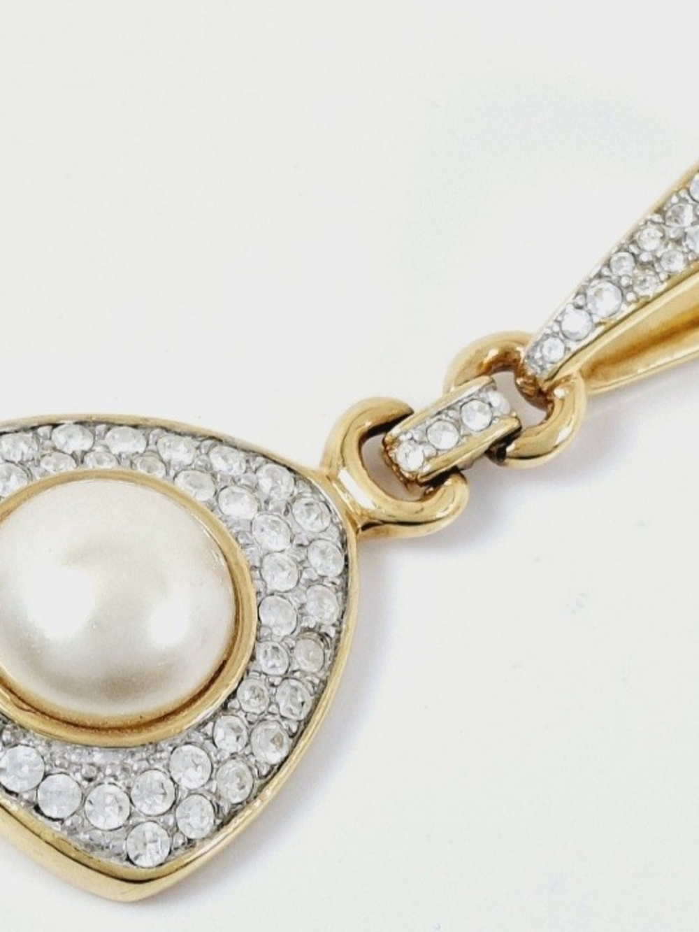 Rare Vintage Swarovski (S.A.L.) Gold-Tone Faux Pearl & Crystal Pendant